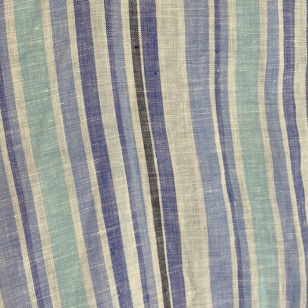 Chicos Top Womens 1 Medium Blue Multi Striped 100% Linen Button Up Boho Nice M - Picture 7 of 16